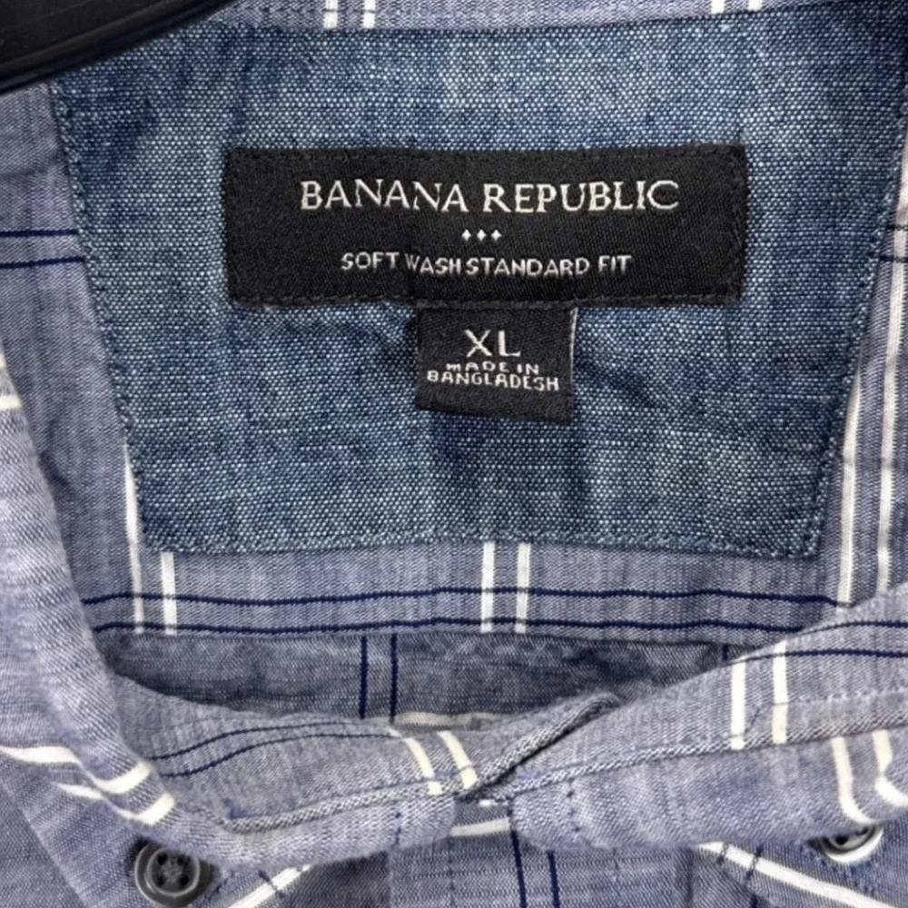 Banana Republic Mens XL Plaid Soft Wash Standard Fit Cotton Button Down Shirt
